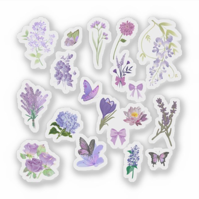 Purple Floral Sticker Pack (Front)