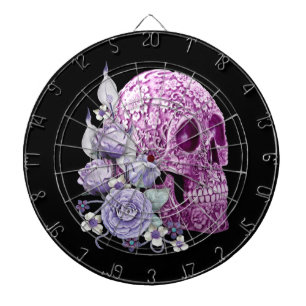 Purple Floral Sugar Skull Purple Flowers Dartboard