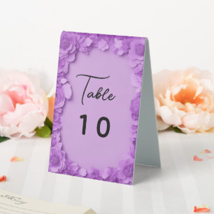 Purple floral table number