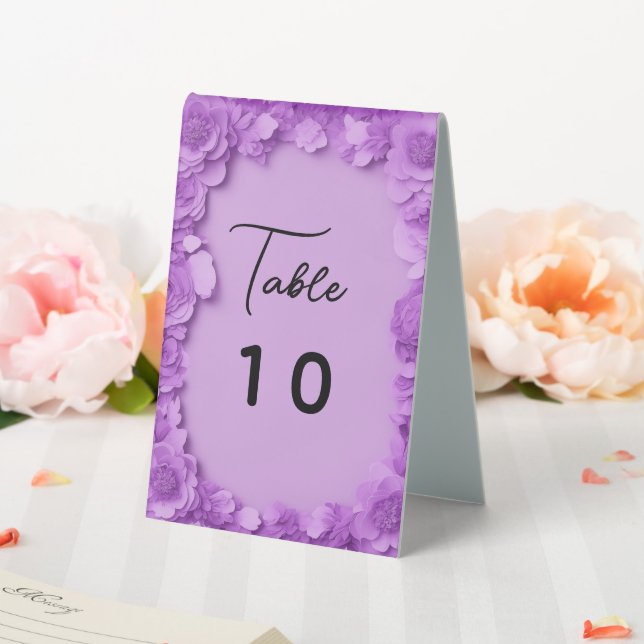 Purple floral table number (In SItu (Wedding))