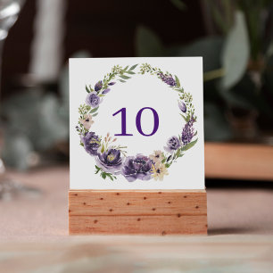 Purple Floral Table Number