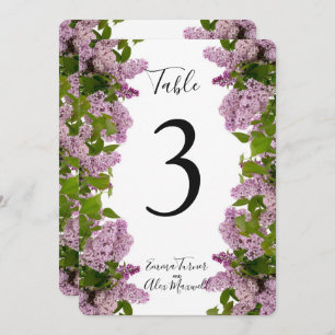 Purple Floral Table number cards
