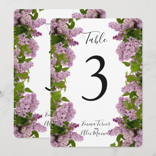 Purple Floral | Table number cards (Front/Back)