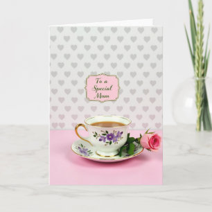Purple Floral Tea Mothers Day Card