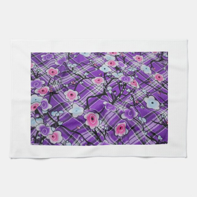 Purple Floral Tea Towel (Horizontal)