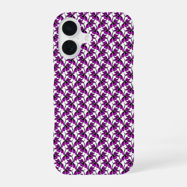 Purple floral tendril pattern iPhone 16 case (Back)