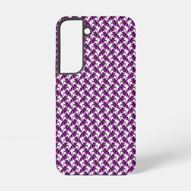 Purple floral tendril pattern samsung galaxy s22 case (Back)