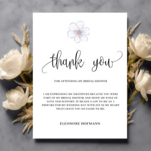Purple Floral  Thank you Bridal Shower Card