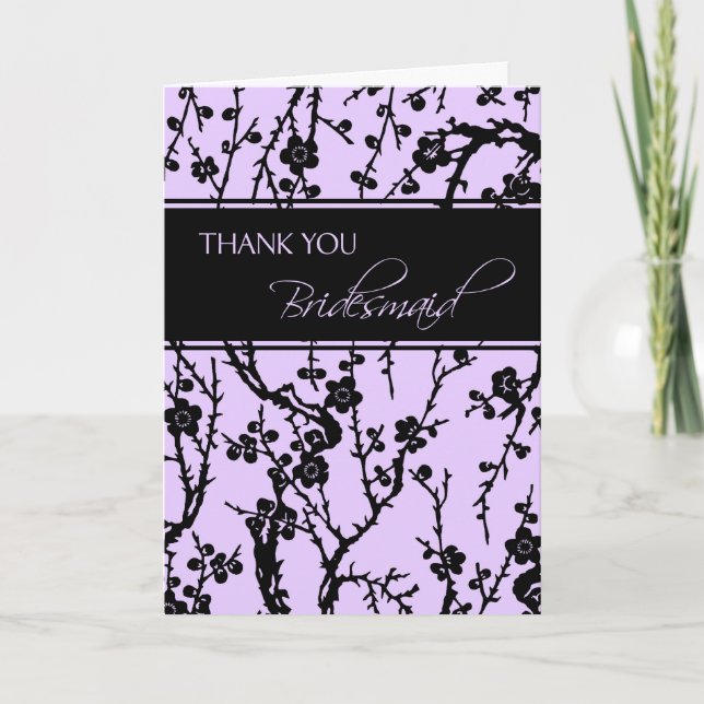Purple Floral Thank You Bridesmaid Card (Front)