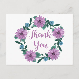 Purple Floral Thank You Daisy Lavender Flower Postcard