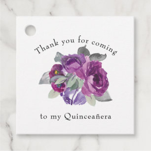 Purple Floral Thank You Favour Tags