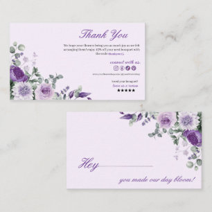 Purple Floral Thank You Flower Shop Loyalty Card