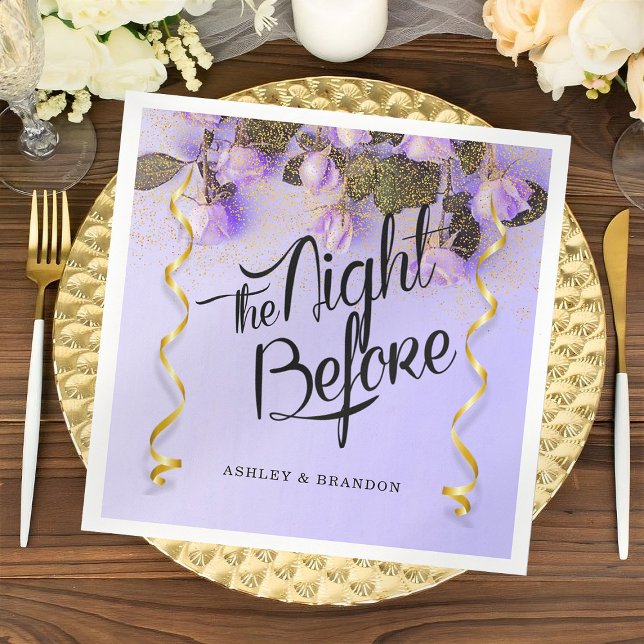 Purple Floral The Night Before Rehearsal Napkins (Creator Uploaded)