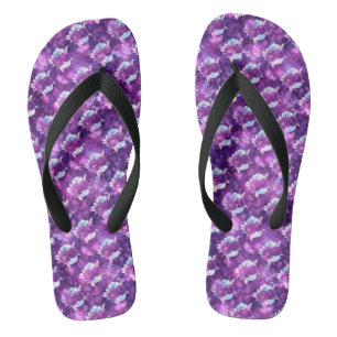 Purple Floral Thongs