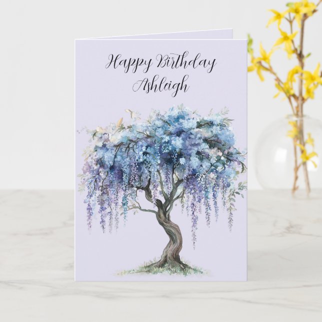 Purple Floral Tree Card (Yellow Flower)