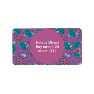 Purple floral tropical design  - flowers  classic  label