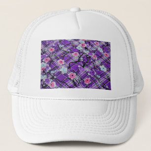 Purple Floral Trucker Hat