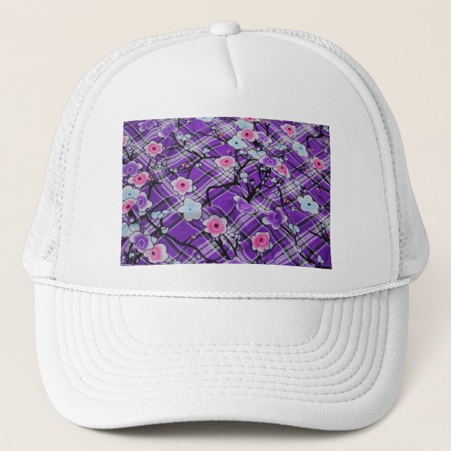 Purple Floral Trucker Hat (Front)