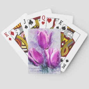 Purple Floral Tulip Playing Cards