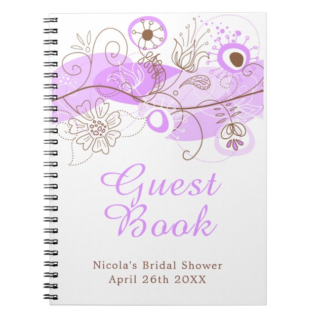 Purple Floral Twist Bridal Shower Notebook (Front)