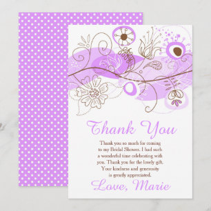 Purple Floral Twist Bridal Shower Thank You Card