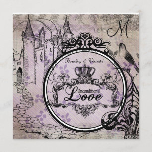 Purple Floral Unconditional Love Wedding Invite