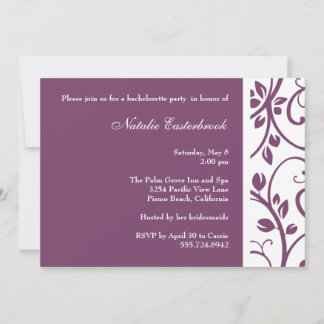 Purple Floral Vine Bachelorette Party Invitation