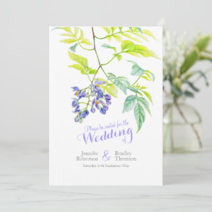 Purple floral vine flowers watercolor wedding program