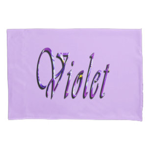 Purple Floral Violet Name, Pillowcase