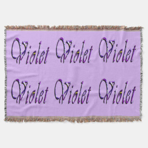 Purple Floral Violet Name,  Throw Blanket