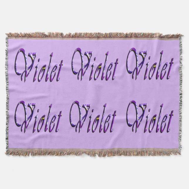 Purple Floral Violet Name,  Throw Blanket (Front)