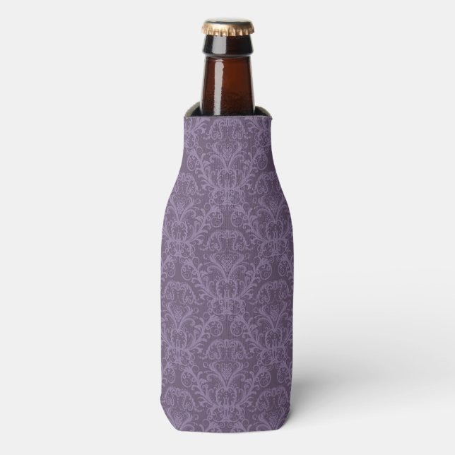 Purple floral wallpaper 2 bottle cooler (Bottle Front)