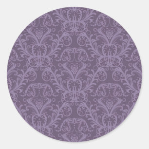 Purple floral wallpaper 2 classic round sticker