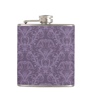 Purple floral wallpaper 2 hip flask