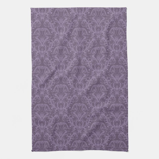 Purple floral wallpaper 2 tea towel (Vertical)
