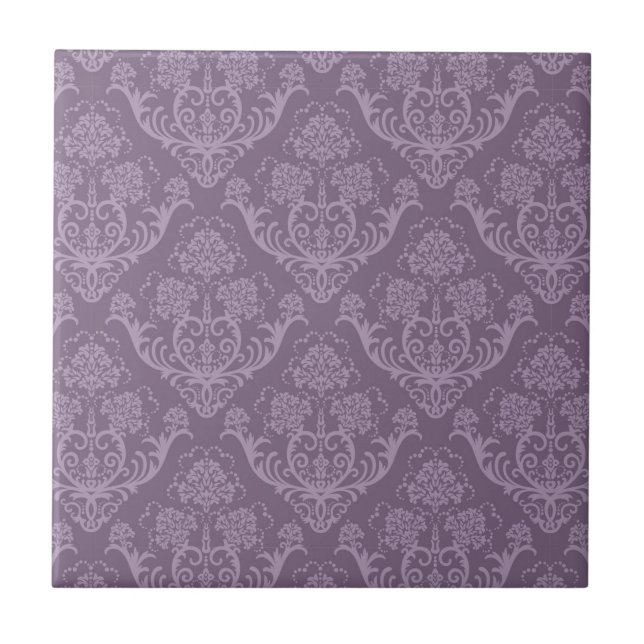 Purple floral wallpaper ceramic tile (Front)