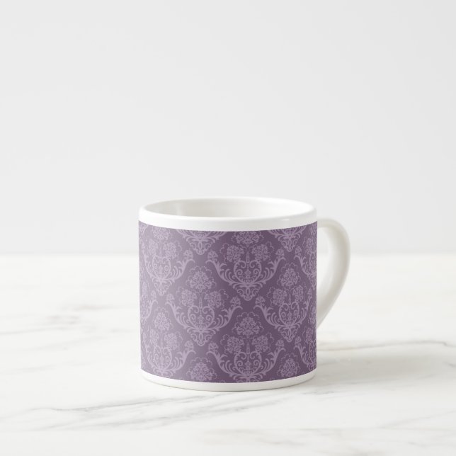 Purple floral wallpaper espresso cup (Front Right)
