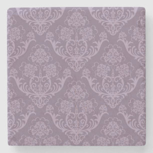 Purple floral wallpaper stone coaster