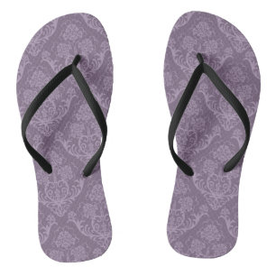 Purple floral wallpaper thongs