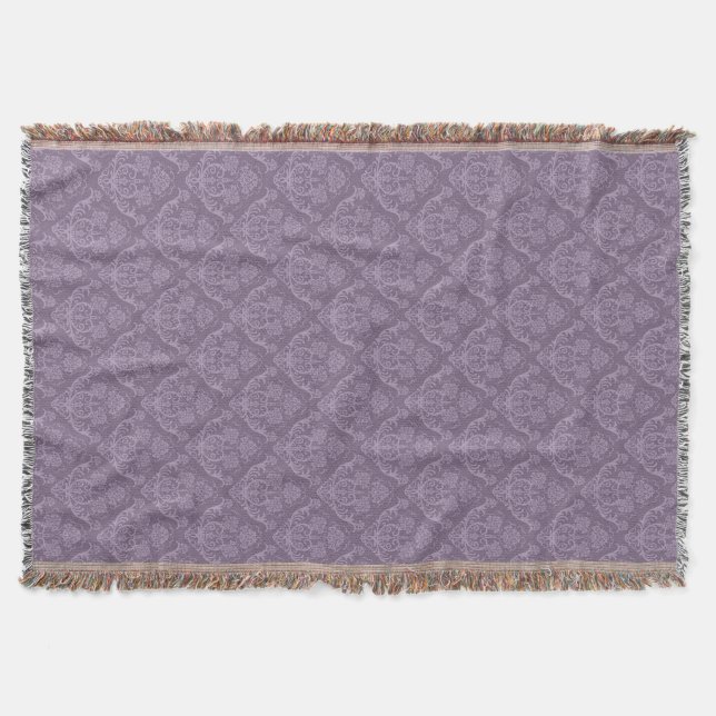 Purple floral wallpaper throw blanket (Front)