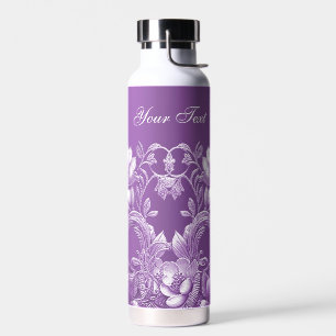 Purple Floral Water Bottle