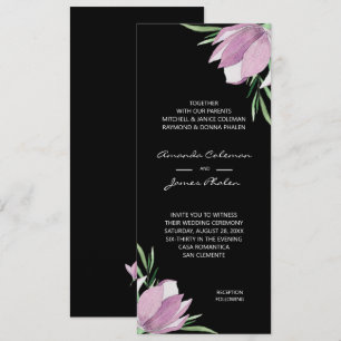 Purple Floral Watercolor Black Wedding  Invitation
