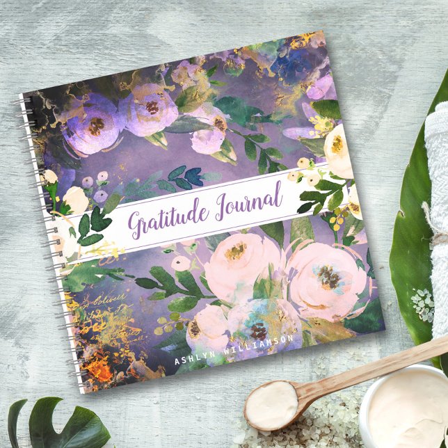 Purple floral watercolor boho gratitude journal (Creator Uploaded)