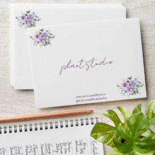 Purple Floral Watercolor Custom Logo Envelope