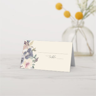 Purple Floral Watercolor Elegant Wedding Lined Place Card