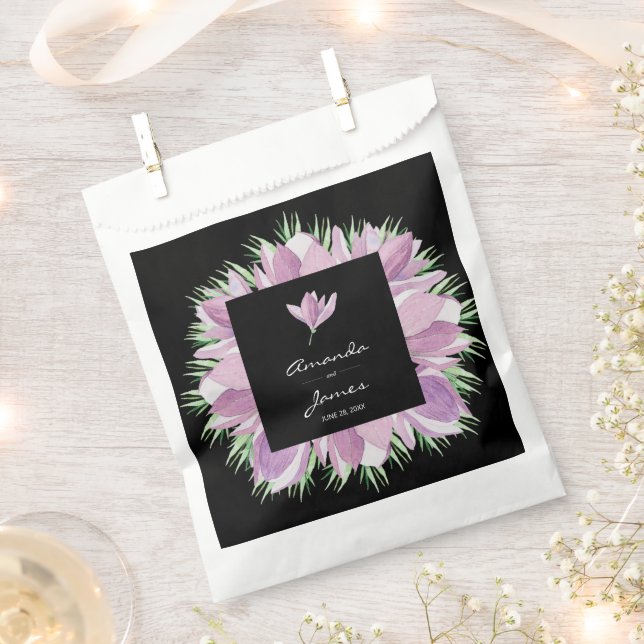 Purple Floral Watercolor Engagement Party Invites Favour Bag (Clipped)