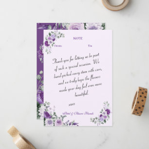 Purple Floral Watercolor Flower Shop Note Card