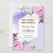 Purple Floral Watercolor Framed Budget Wedding