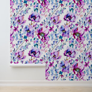 Purple Floral Watercolor Wallpaper