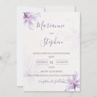 Purple Floral Watercolor Wedding Invitation